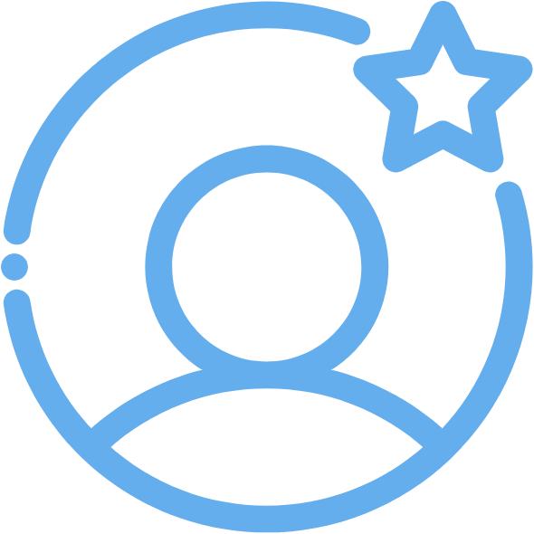 icon4 A round blue user icon with a star around the border